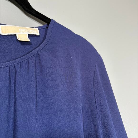Michael Michael Kors Women's Blue Grommet Studded Boho Peasant Blouse - Size XL - Picture 2 of 6